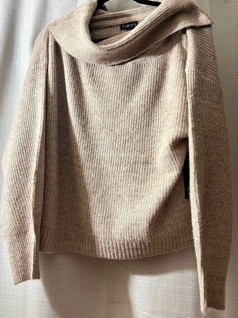 Timing Off the Shoulder Sweater in Beige New